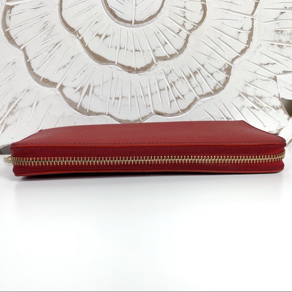 Tory Burch Red Leather Robinson Zip Around Wallet - Picture 4 of 10